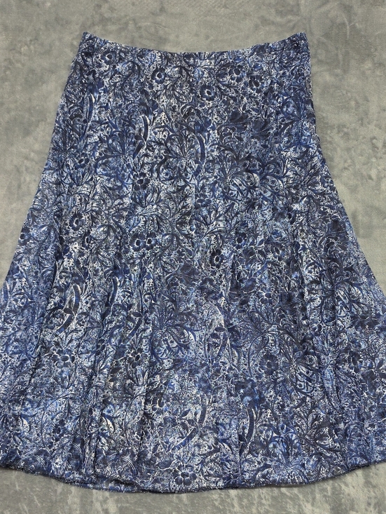 Coldwater Creek Dresses & Skirts - Coldwater Creek Navy Blue Floral A-Line Skirt sz Med